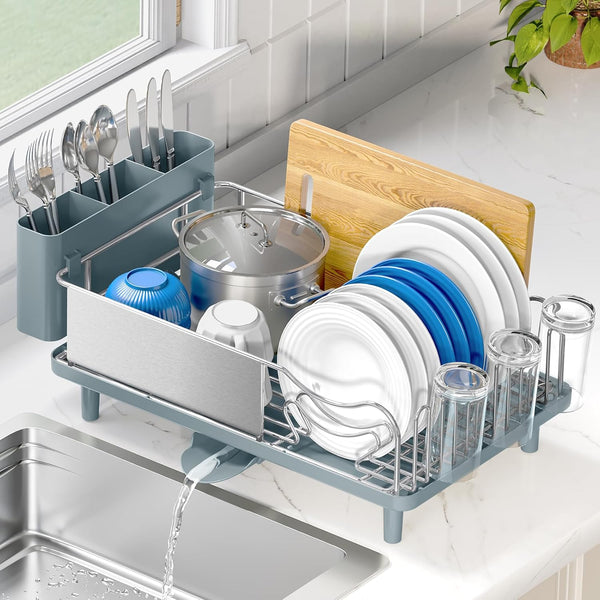 304 Stainless Steel Dish Drying Rack with Large Capacity and Drain Board