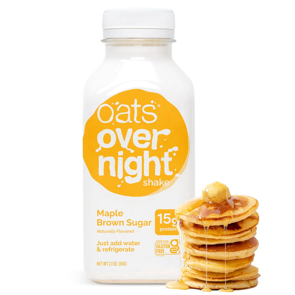 Oats Overnight Maple Brown Sugar Overnight Oats, High Protein Oatmeal Shake (15g Protein) – Just Add Water Breakfast, Gluten Free, Non-GMO, Meal Replacement Drink (2.1 oz, 10 Pack)