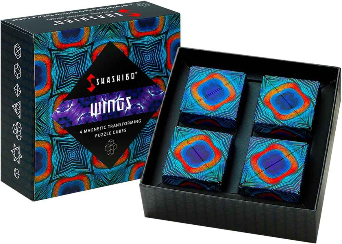 Shashibo Shape Shifting Box - Award-Winning Fidget Toy w/ 36 Rare Earth Magnets - Fidget Cube Transforms Into Over 70 Shapes, Sensory Toy Gift for Kids, Teens, and Adults (Spaced Out)