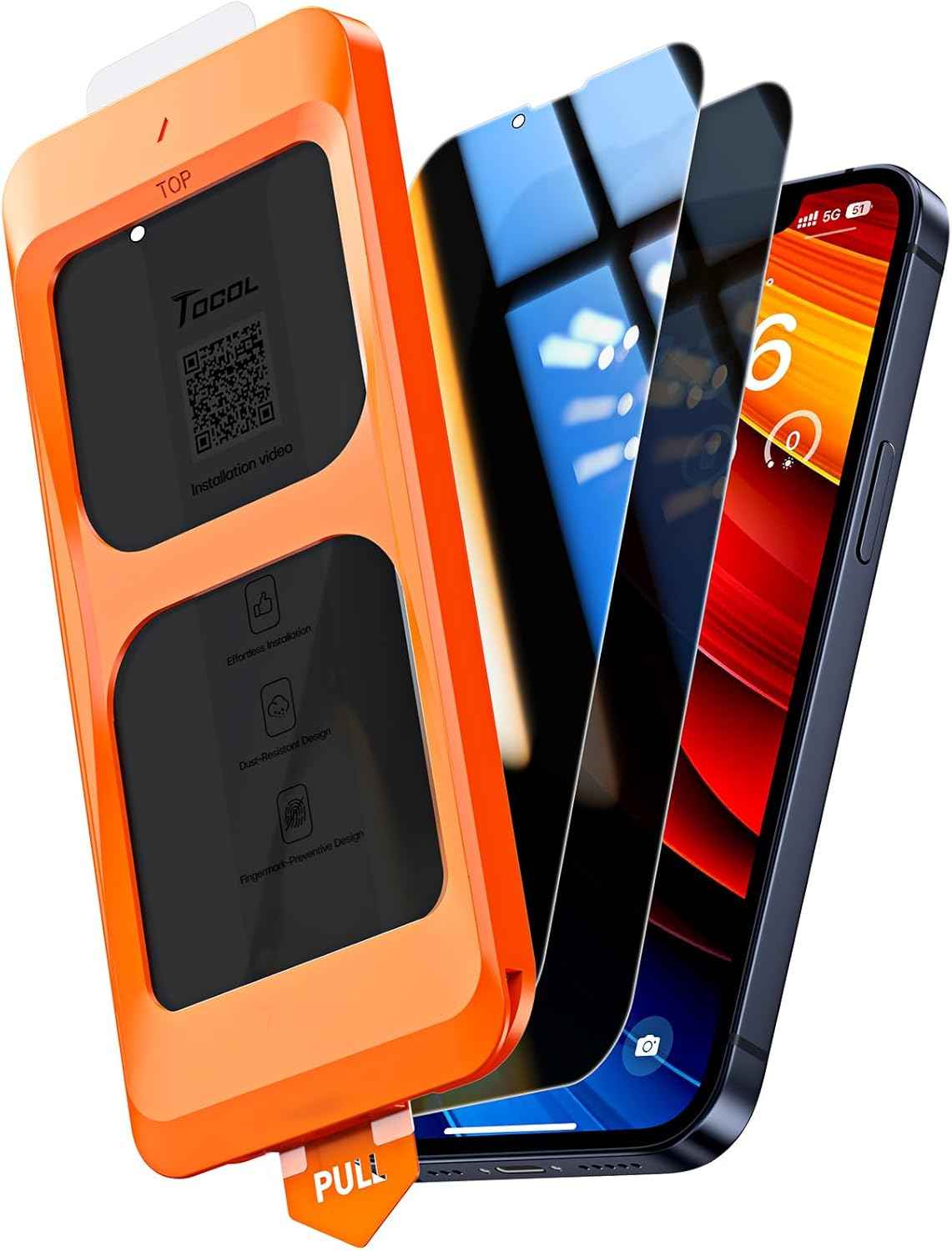 TOCOL for iPhone 17 Screen Protector 6.3 inch 9H Hardness Military Grade Shatterproof HD Tempered Glass for Full Coverage Protection 2 Pack