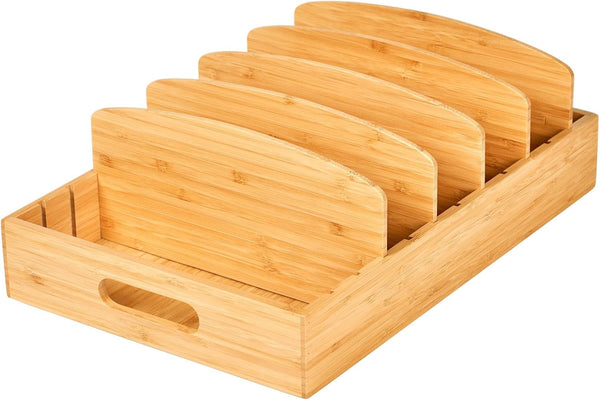 Bamboo Kitchen Cabinet Organizer for Food Storage Container Lids