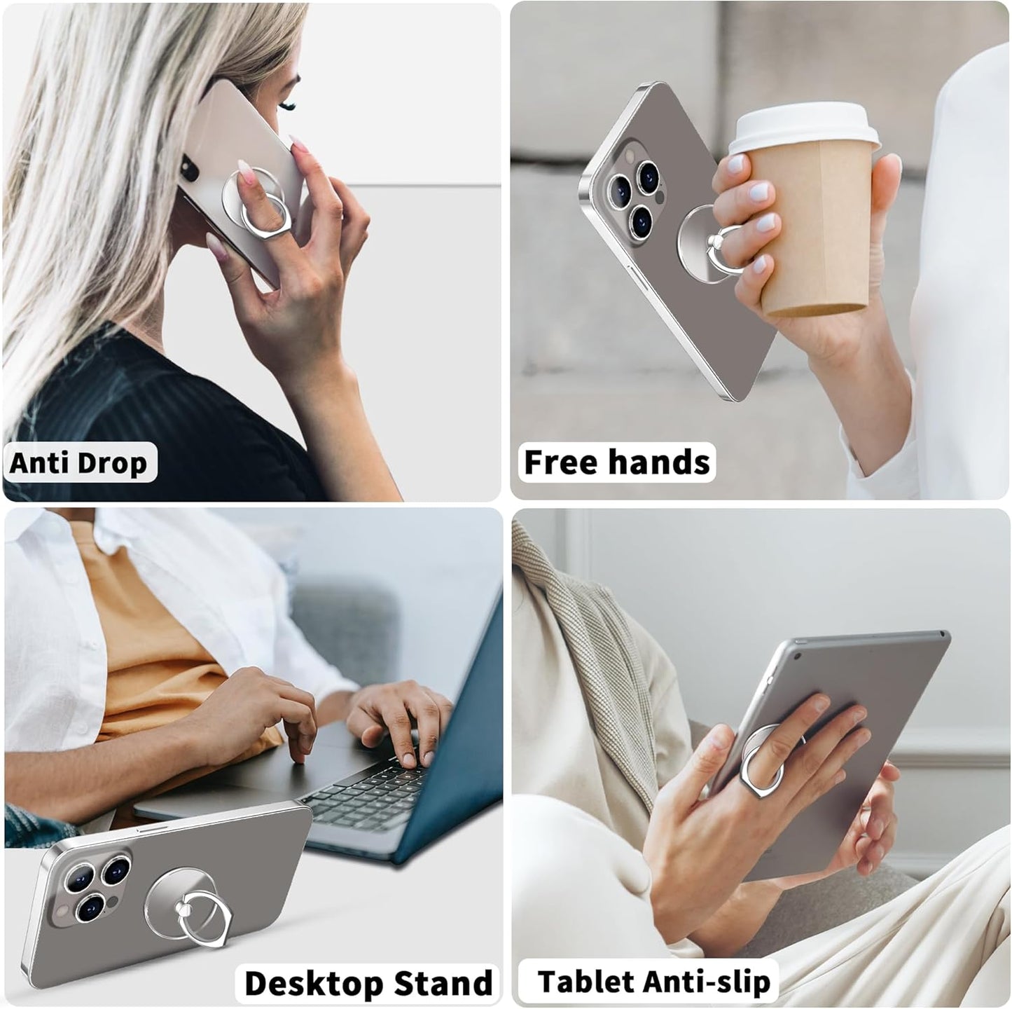 Transparent Clear Phone Ring Grips Holder Kickstand, Finger Ring Stand for Cell Phone Tablet Case Accessories(Round-Clear) (1)