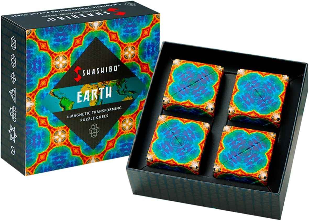 Shashibo Shape Shifting Box - Award-Winning Fidget Toy w/ 36 Rare Earth Magnets - Fidget Cube Transforms Into Over 70 Shapes, Sensory Toy Gift for Kids, Teens, and Adults (Spaced Out)