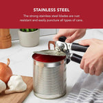 kitchenaid classic multifunction can opener and bottle opener, stainless steel, black, easy to use, ergonomic handles