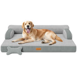 xl orthopedic dog bed, extra large dog bed, dual-sided pet cooling beds with memory foam, light grey