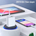 dual port 20w usb-c charger block fast charging adapter for iphone and samsung