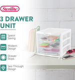 Sterilite 4-Pack 3 Drawer Unit Stackable Plastic Organizer for Home Office Storage