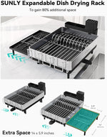 304 Stainless Steel Expandable Dish Drying Rack for Kitchen Counter