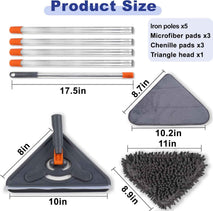 Wall Cleaner Mop with 79 Inches Long Handle, 360° Wall Washer Cleaner Tool for Walls/Ceiling Fans/Dust/Baseboard/Floors Clean, Ceiling Cleaner Tool Duster with Squeegee 6 Replacement Pads