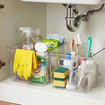 Clear Plastic Storage Bins, 4-Pack Stackable Pantry Organizers for Kitchen, Fridge, Cabinet and Closet