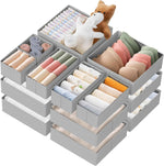 Criusia Drawer Organizer Clothes, 10 Pack Dresser Organizer for Baby Clothes, Underwear, Sock- Foldable Closet Organization and Storage Dividers Bins for Nursery, Bedroom (Beige)