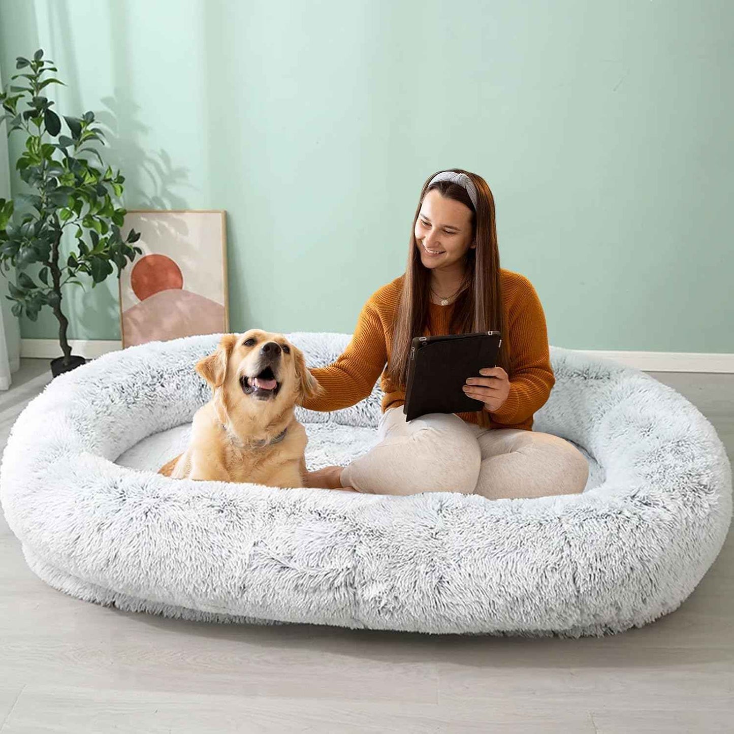 JOLLYVOGUE Dog & Cat Bed, Calming Anti-Anxiety Pet Bed for Small Dogs, Fluffy Donut Cushion for Small and Medium Pets (20")