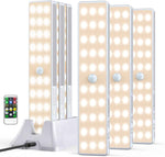 LED Closet Light with Charging Station, 6 Pcs 30LEDs 8'' Dimmer Rechargeable Motion Sensor Under Cabinet Lighting, Stick-Anywhere Night Light for Wardrobe,Kitchen