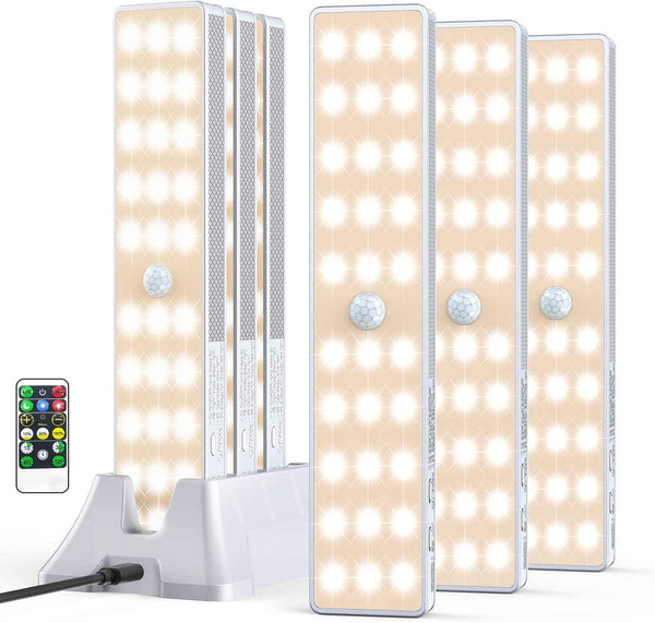LED Closet Light with Charging Station, 6 Pcs 30LEDs 8'' Dimmer Rechargeable Motion Sensor Under Cabinet Lighting, Stick-Anywhere Night Light for Wardrobe,Kitchen