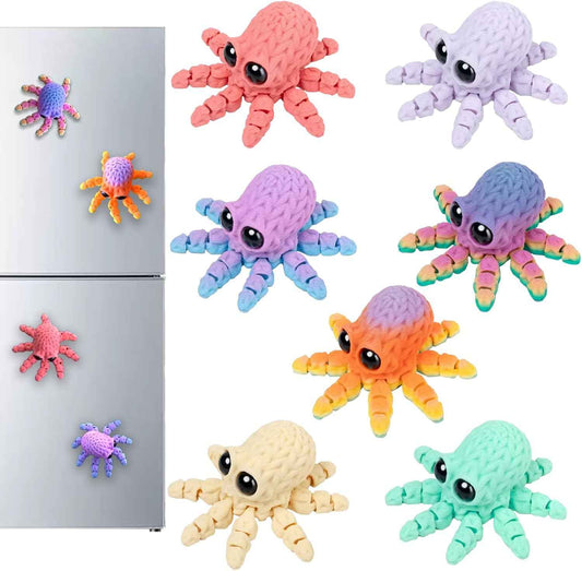 3D Printed Magnetic Octopus Magnet, 7PCS Octopus Fridge Magnets Refrigerator Magnets Decor, 3D-Printed Animals Decor for Home Office Whiteboard (Octopus)