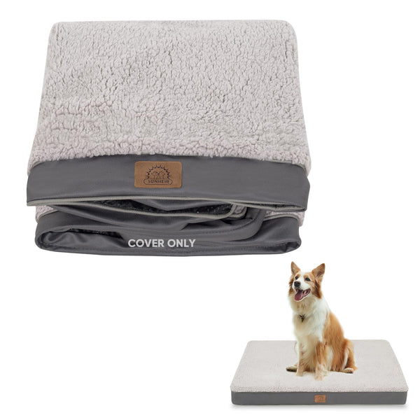 sunheir washable large dog bed cover soft plush waterproof 35x22x3 inches grey