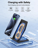 Fast Wireless Charger, NANAMI Wireless Charging Stand Compatible iPhone 17/17 Air/16/15/15 Pro/15 Plus/15 Pro Max/14/13, Nightstand Phone Charger Dock for Samsung Galaxy S26/S26+/S25/S24/S23/S22