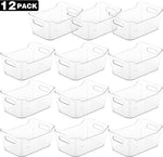 12 Pack Clear Plastic Storage Bins for Home and Office Organization