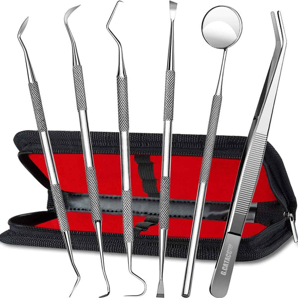 G.CATACC Dental Tools, Dental Pick Teeth Cleaning Tools, Plaque Remover, Professional Stainless Steel Tooth Scraper
