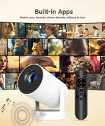 【Electric Focus】Magcubic Mini Projector 4K Support, Portable Projector with WiFi 6 and Bluetooth 5.4, Smart Proyector, 5W Soundbase Speaker, 180°Rotation for Home Theater