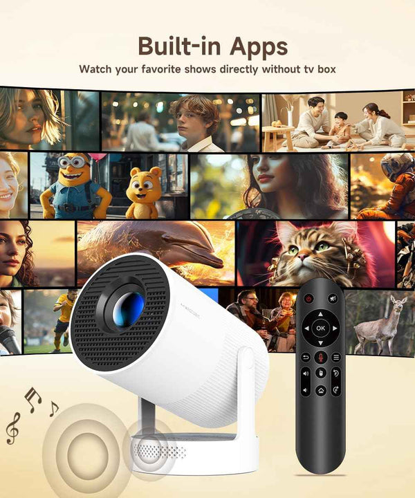 【Electric Focus】Magcubic Mini Projector 4K Support, Portable Projector with WiFi 6 and Bluetooth 5.4, Smart Proyector, 5W Soundbase Speaker, 180°Rotation for Home Theater