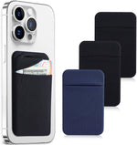 Cell phone card holder with stretchy fabric and self-adhesive sticker for back of phone