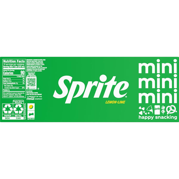 Sprite Lemon Lime Soda Soft Drinks, 7.5 fl oz, 10 Pack