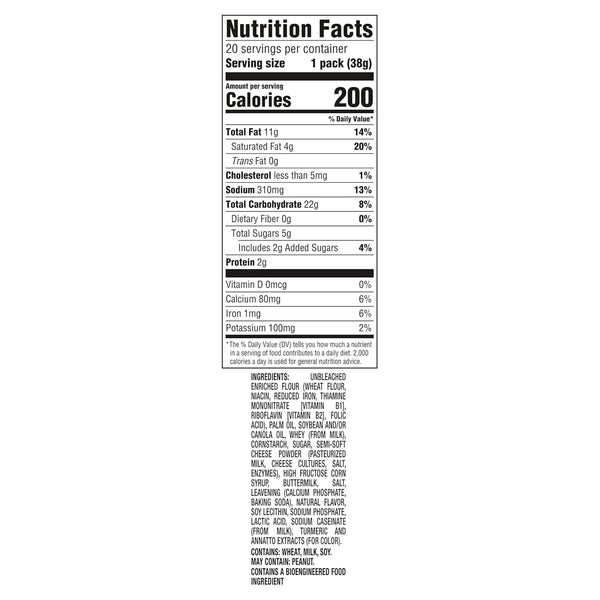 RITZ Cheese Sandwich Crackers, 20 snack packs, 6 crackers per pack