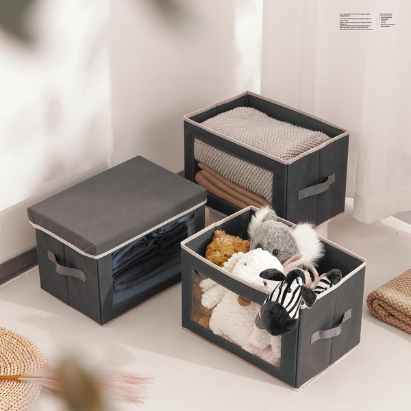 Storage bins with lids for home and office organization