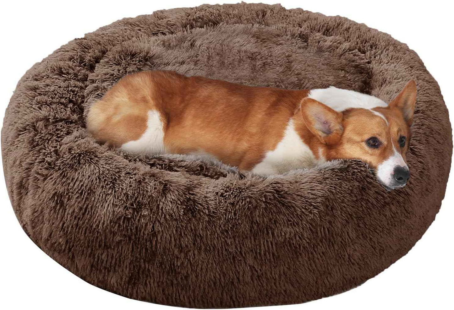 JOLLYVOGUE Dog & Cat Bed, Calming Anti-Anxiety Pet Bed for Small Dogs, Fluffy Donut Cushion for Small and Medium Pets (20")