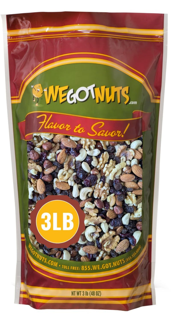 Raw Deluxe Unsalted Mixed Nuts snack by We Got Nuts, 3 lbs, resealable bag