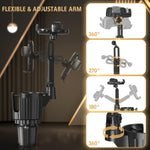 2-in-1 universal car cup holder phone mount with 360° rotation adjustable grip fits most vehicles