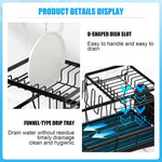 Large capacity 2-tier dish drying rack for kitchen counter