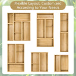 Bamboo Drawer Organizer Set for Bathroom, Kitchen, Office, and Closet