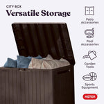 Keter City 30 Gallon Resin Outdoor Storage Box and Patio Furniture Side Table
