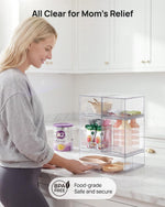 Clear Plastic Stackable Storage Drawers Set of 5 for Kitchen Countertop Organization