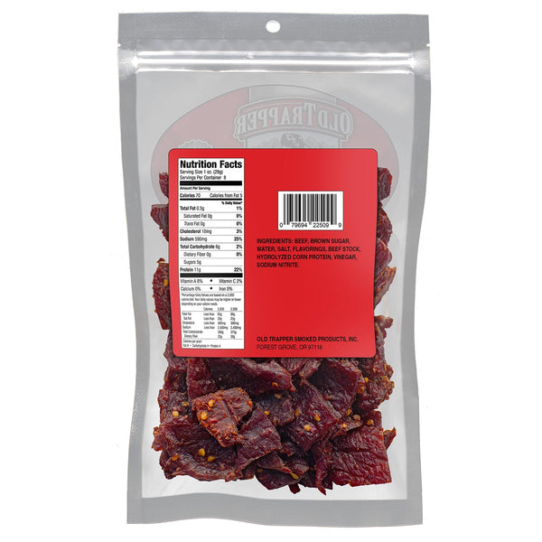Old Trapper Beef Jerky, Hot & Spicy, 8 Ounce Individual Pack, 11 Grams of Protein, 70 Calories per Serving