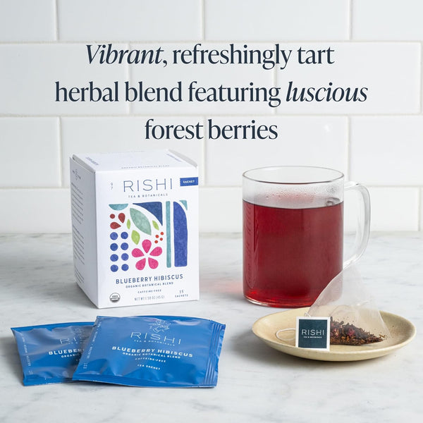 Rishi Tea Blueberry Hibiscus Herbal Tea - Organic Sachet Bags