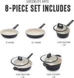 GreenLife 8 Piece Ceramic Nonstick Cookware Set, Induction Suitable Non Toxic PFAS-Free Pots & Pans, Dishwasher Safe, Cooking Set, Stock Pot, Saucepans & Frying Pans, Kitchen Cooking, Graphite