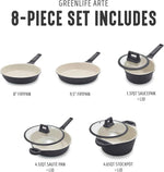 GreenLife 8-Piece Ceramic Nonstick Cookware Set - PFAS-Free, Induction Suitable, Dishwasher Safe