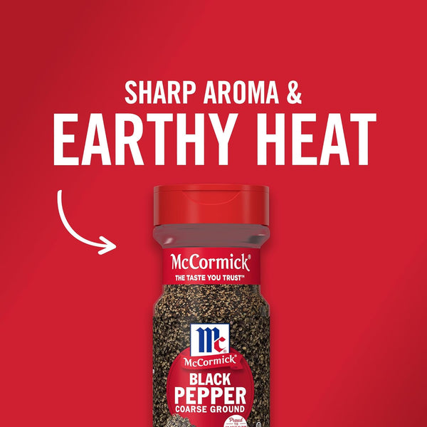 McCormick Coarse Ground Non GMO Black Pepper, Hand-Harvested, 3.12 oz
