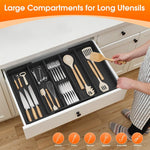 Large Silverware Organizer for Kitchen Drawers, Expandable Utensil Drawer Organizer