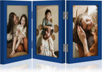 decorUhome Triple 4x6 Picture Frame Vertical, Engineered Wood Trifold Photo Frame with Plexiglass for Tabletop Display, 4x6, Black