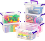 IRIS USA 5 Qt. Plastic Craft Storage Container Bins with Lids, 6 Pack, Small Organizer Tote
