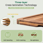 Bamboo cutting board set with storage stand for kitchen