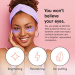 grace & stella Retinol Under Eye Patches for Puffy Eyes & Dark Circles - Restoring Gel Under Eye Masks with Hyaluronic Acid - Purple, 24 Pairs for Women