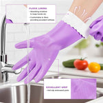 Elgood Reusable Dishwashing Gloves, Latex-free Cotton Lining, 2 Pairs, Purple and Blue, Medium