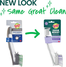 Scotch-Brite Odor Resist Soap Control Dishwand Brush, Non-Scratch Cleaning Brush with Scraper, Stands Upright, 1 Pack