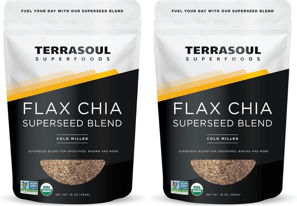 Terrasoul Superfoods Organic Flax Chia Blend, 16 oz - Superseed Boost for Energy & Wellness