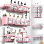 Shower Caddy Adhesive Shower Organizer 7-Pack, Rustproof Stainless Steel Bathroom Shelves, Large Capacity No-Drill Rack Storage Accessories with Soap Dish Toothbrush Holder &24 Hooks Home Decor